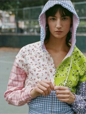 Teddy Fresh SZ 2XL Pink Polka Dot, Floral & Bandana Patch Hoodie 100% Cotton